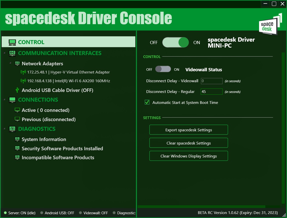Spacedesk سائق وحدة التحكم