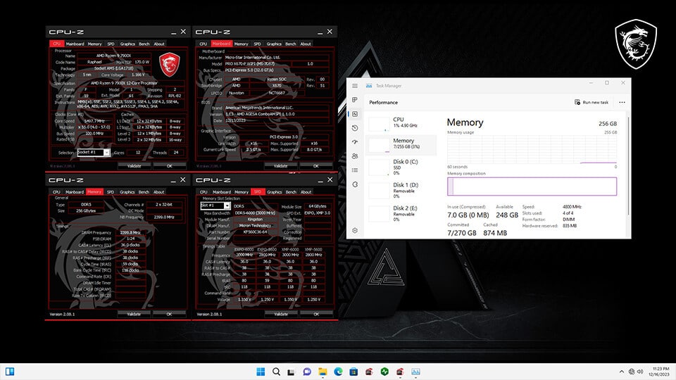 لوحات MSI تدعم الآن ذاكرة بحجم يصل إلى 256 جيجابايت