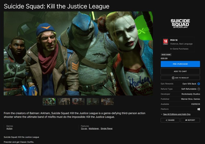 تأجيل Suicide Squad على متجر Epic Games