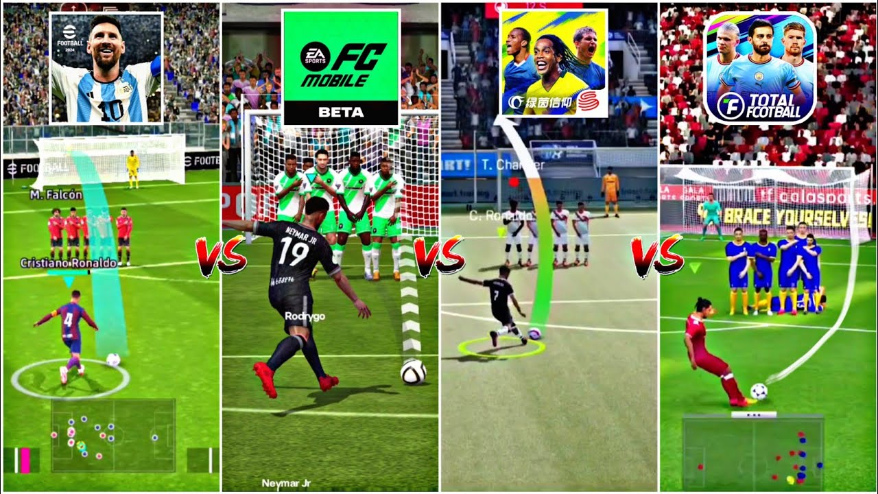 FC Mobile 24 Vs eFootball 2024 Mobile VS Vive le Vs Total Football Vs DLS 23 - REALISTIC FREE KICK - YouTube