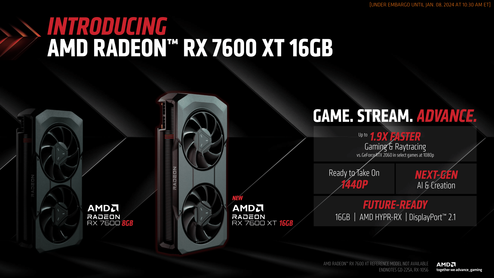 AMD تكشف رسميًا عن بطاقة RX 7600 XT بحجم ذاكرة يصل إلى 16 جيجابايت