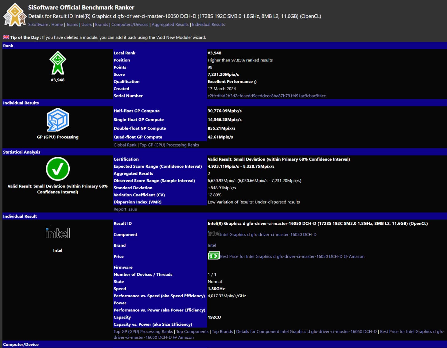 ظهور وحدة معالجة الرسوم إنتل Arc Battlemage على منصة SiSoftware Sandra