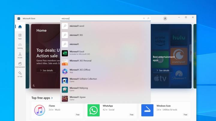 لقطة شاشة للبحث عن Microsoft 365 في متجر Microsoft