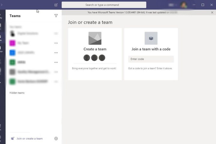 خيار إنشاء فريق من Microsoft.