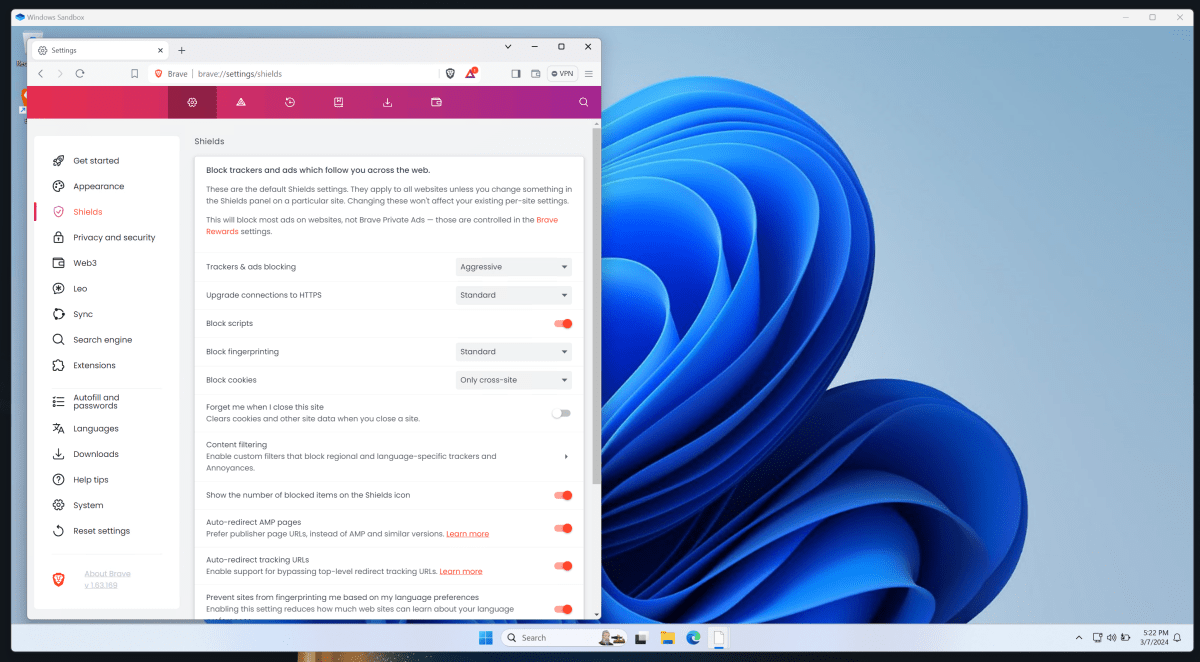 Windows Sandbox Brave Config Paranoia PC