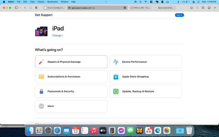 مجموعة مختارة من المشكلات المحتملة على موقع دعم Apple.