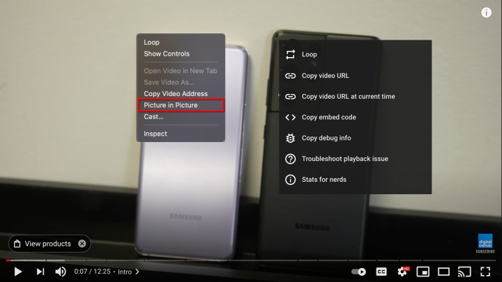 خيار Chrome MacOS YouTube PIP