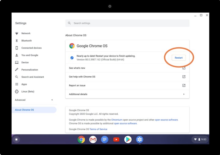 كيفية تحديث إعادة تشغيل Chromebook Chrome