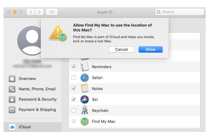 تمكين ميزة Find My Mac على نظام Mac.