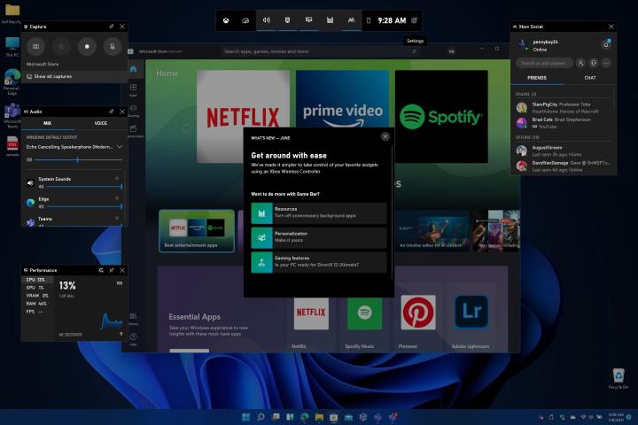 شريط ألعاب Xbox في نظام التشغيل Windows 11.