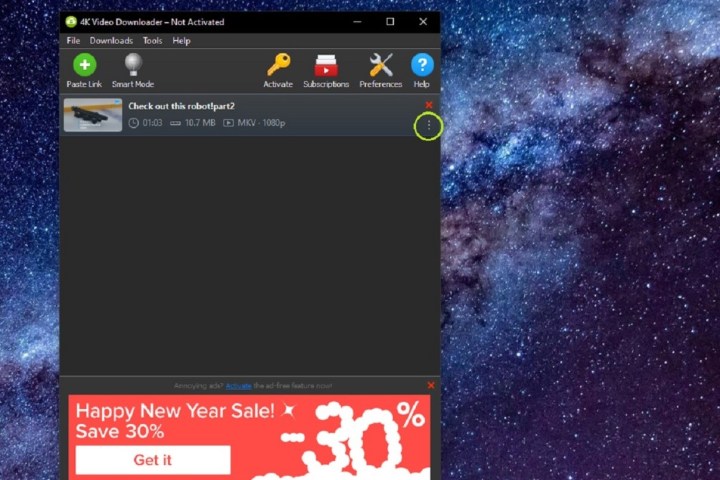 كيفية تنزيل فيديو من فيسبوك 4K Downloader Three Dots Icon Screenshot