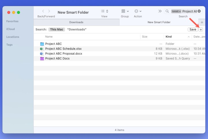 علامة الزائد لإضافة قاعدة إلى مجلد ذكي.