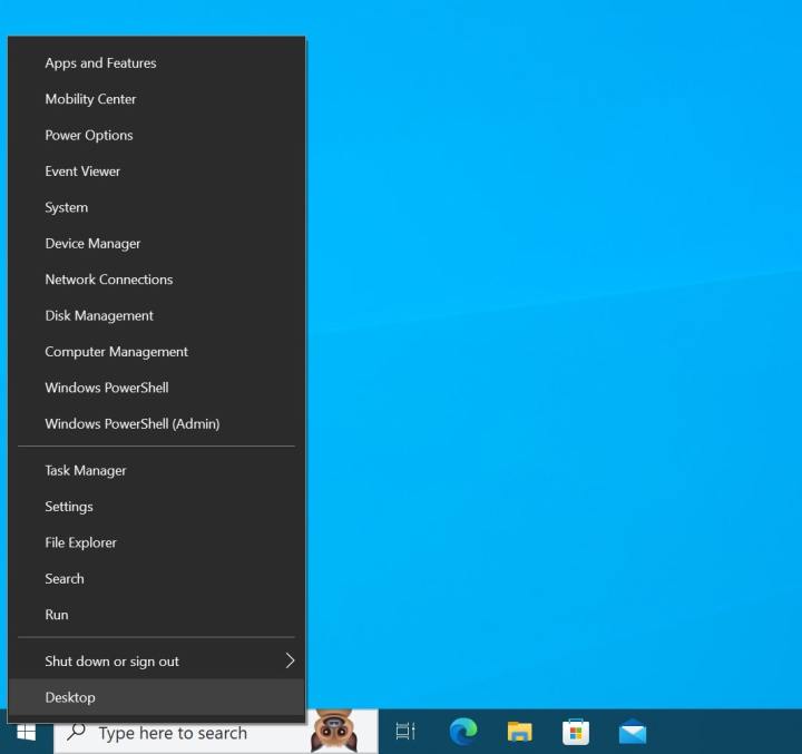لقطة شاشة لقائمة النقر بزر الماوس الأيمن في نظام التشغيل Windows 10