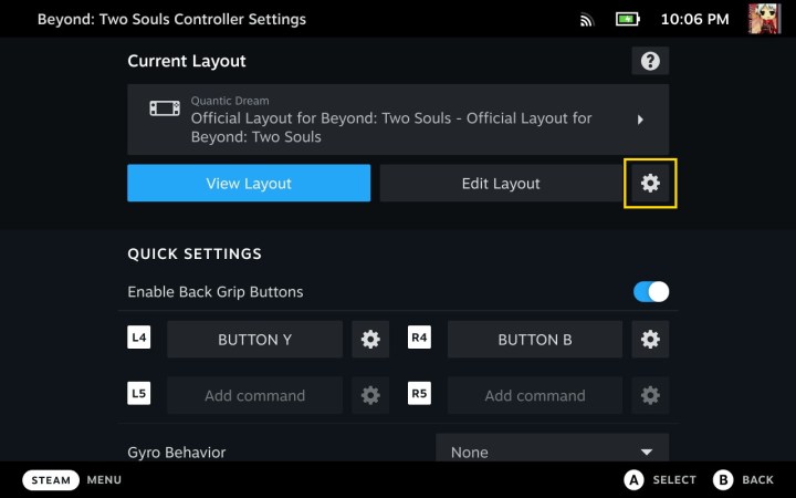 إعدادات وحدة التحكم في Steam Deck.