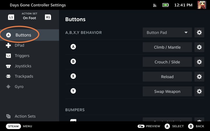 أزرار تخصيص سطح البخار.