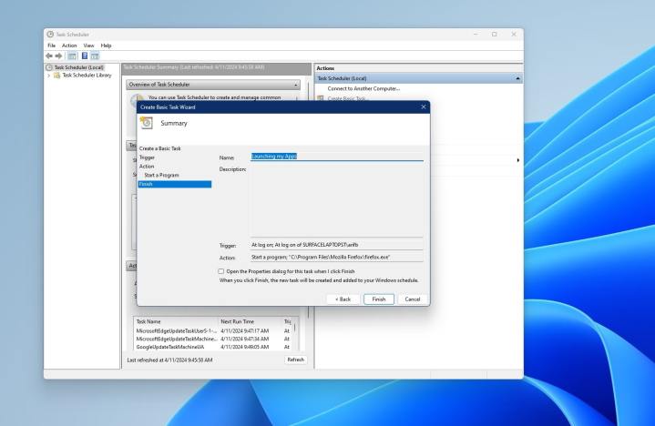 الانتهاء من أتمتة برنامج جدولة المهام في نظام التشغيل Windows 11