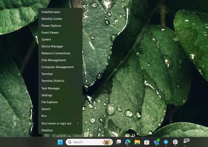 قائمة النقر بزر الماوس الأيمن في شريط مهام Windows 11