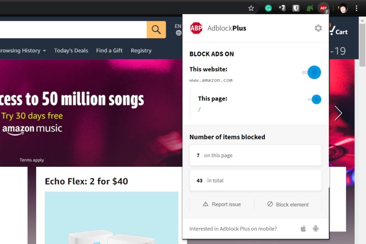 يتم استخدام ملحق Adblock Plus Chrome لنظام التشغيل macOS.