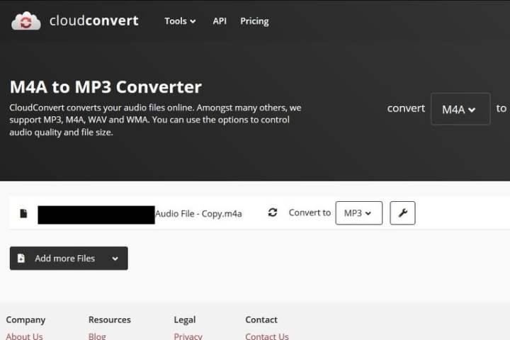 شاشة إعدادات الإخراج لمنصة Cloud Converter.