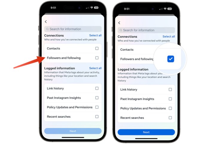 لقطة شاشة توضح كيفية معرفة من قام بإلغاء متابعتك على Instagram.
