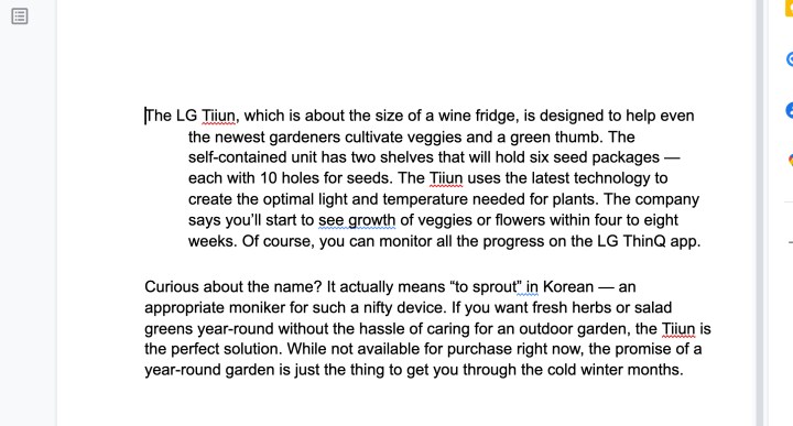 يتم تطبيق المسافة البادئة المعلقة على فقرة من النص في محرر مستندات Google.