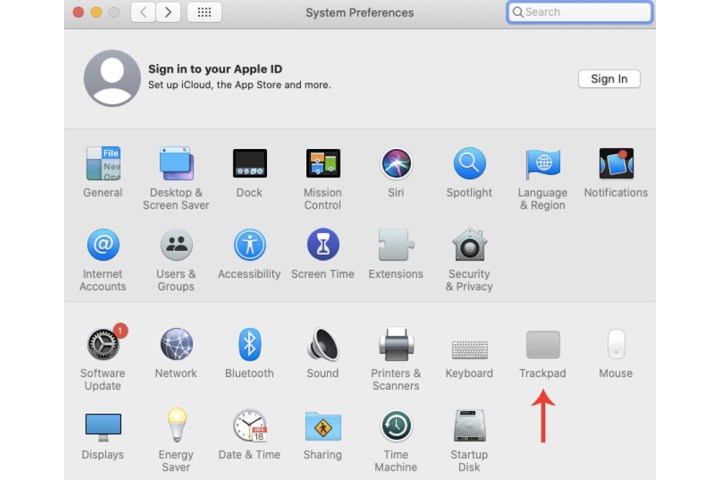 إعداد الماوس على نظام Mac.