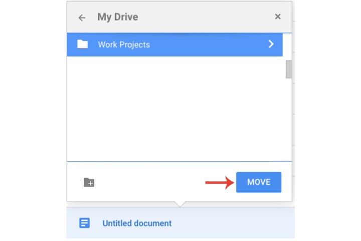 تحديد مجلد لنقل ملف إليه داخل Google Drive.