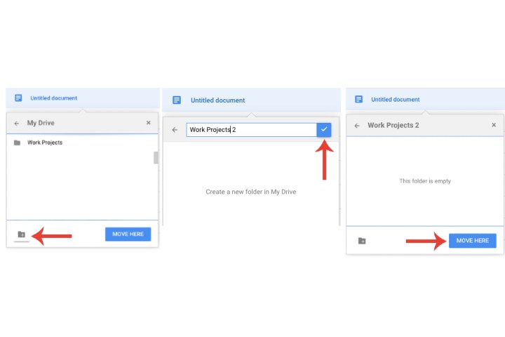 إنشاء مجلد جديد لنقل ملف إلى داخل Google Drive.