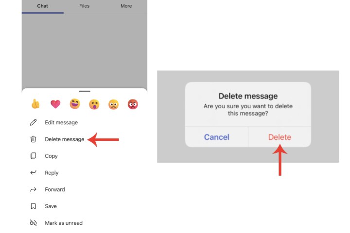 حذف الرسائل على Microsoft Teams لجهاز iPhone.