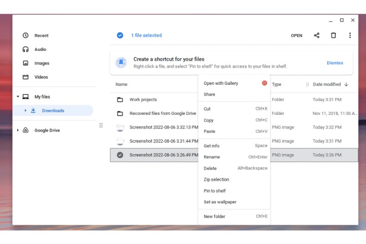 حذف صورة على جهاز Chromebook.