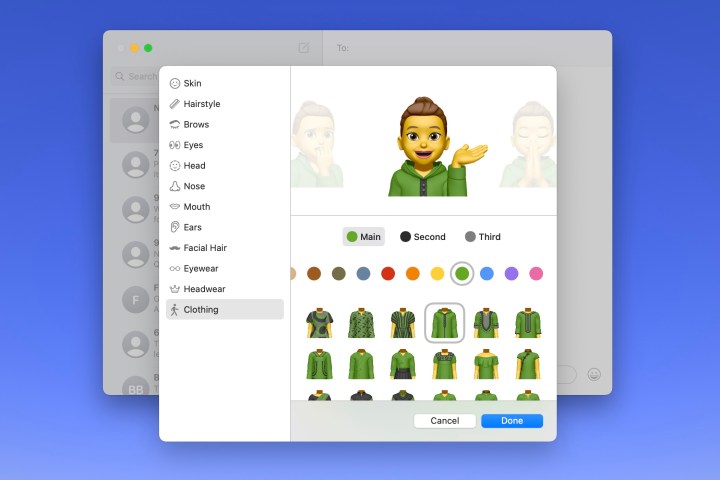تم إنشاء Memoji في الرسائل على الـ Mac.