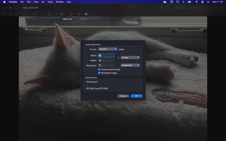 معاينة MacOS وضبط الحجم