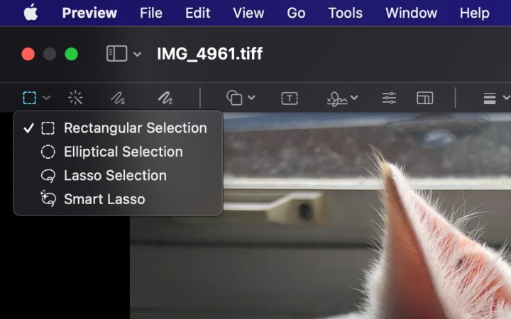MacOS معاينة التحديد المستطيل