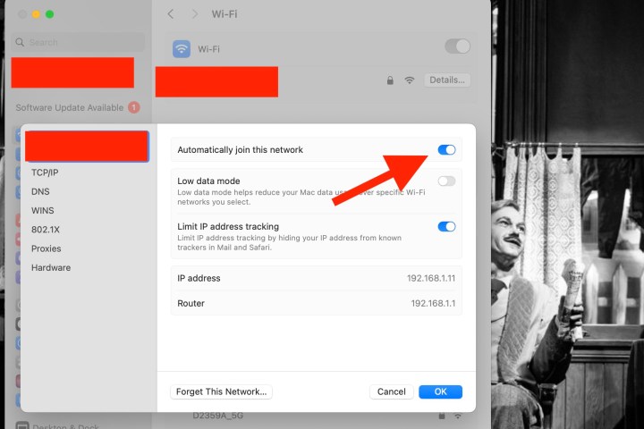 يتم تبديل الانضمام تلقائيًا إلى الشبكة في نظام التشغيل MacOS Sonoma.