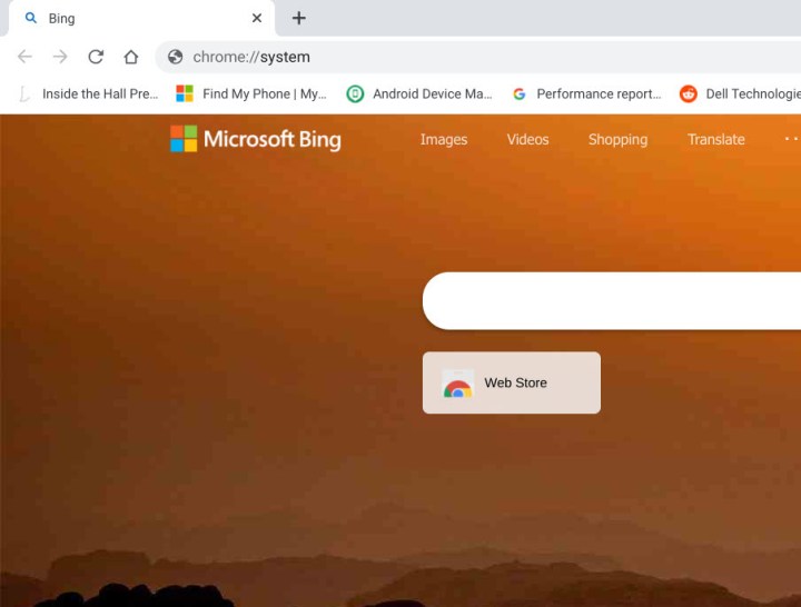 فتح معلومات النظام في نظام التشغيل Chrome.