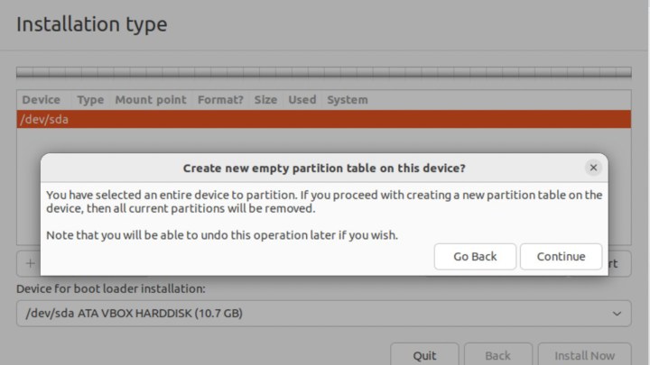 يظهر تحذير قسم Ubuntu
