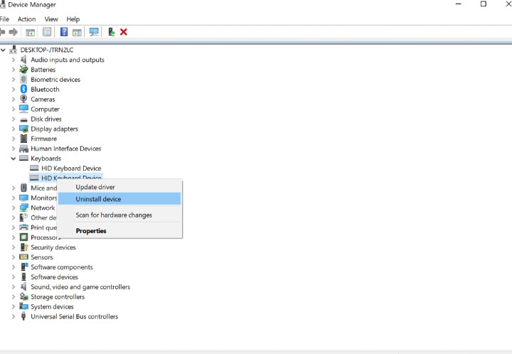 كيفية تعطيل خيار إلغاء تثبيت لوحة مفاتيح الكمبيوتر المحمول على نظام التشغيل Windows 10