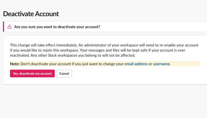 اختر نعم، قم بإلغاء تنشيط حسابي.