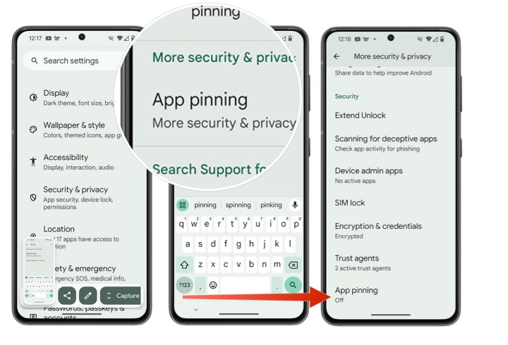 لقطة شاشة توضح كيفية فتح تثبيت التطبيق على نظام Android.