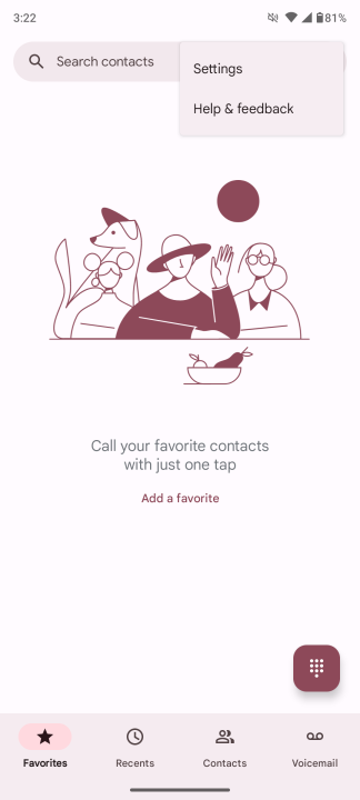 استخدام تطبيق الهاتف على هاتف Android لجعل رقمك خاصًا لجميع المكالمات الهاتفية.