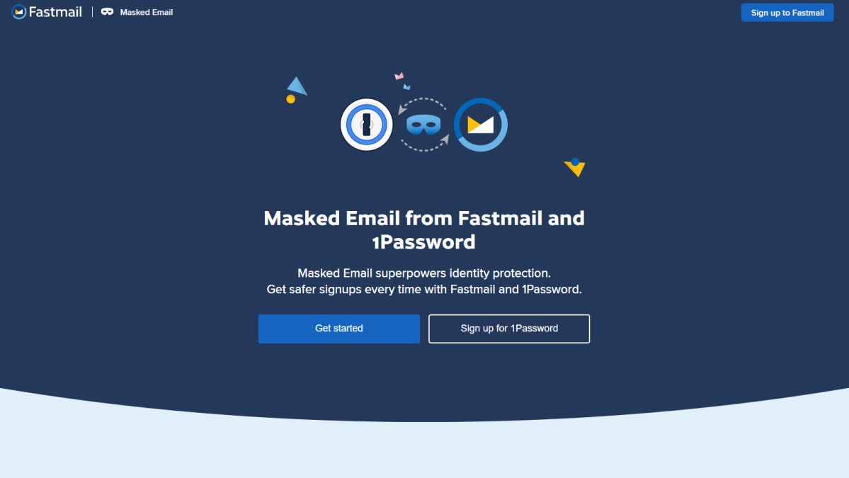 الصفحة المقصودة للبريد الإلكتروني المقنع في Fastmail