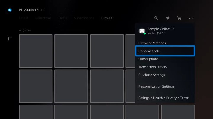 استرداد الرمز على PlayStation 5.