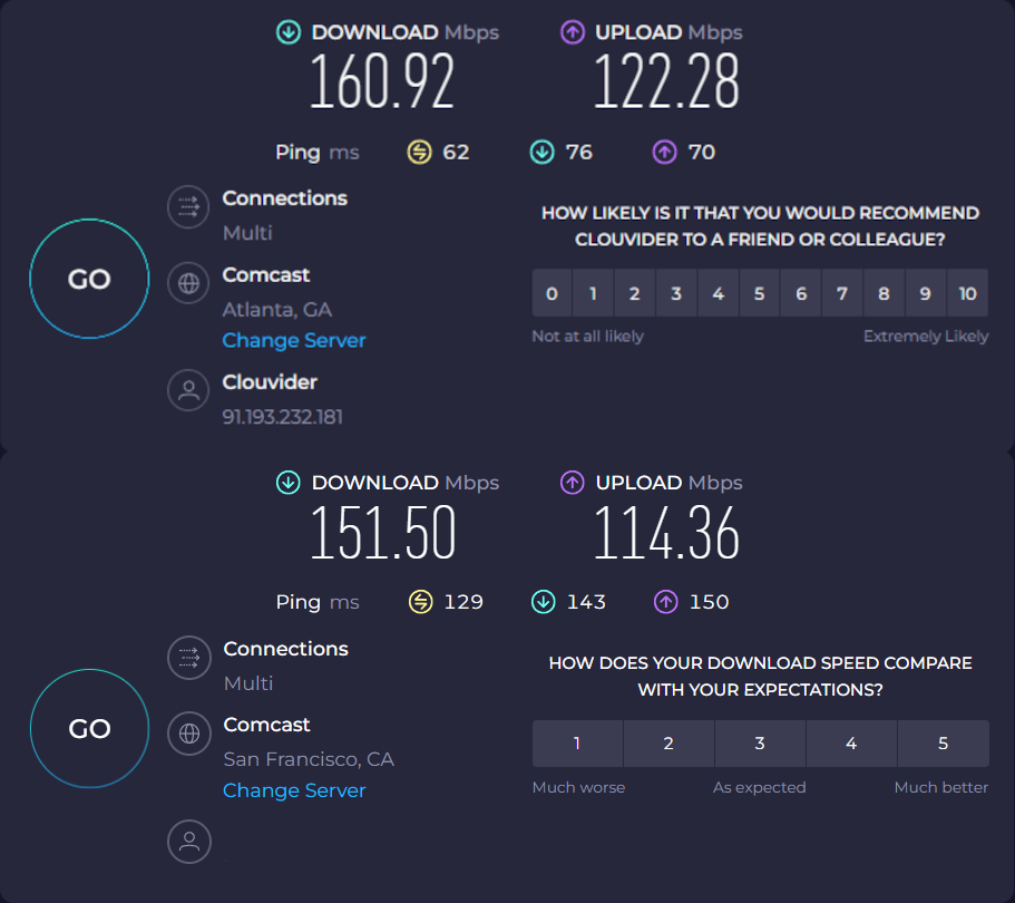 السرعة الأساسية مقابل سرعة VPN