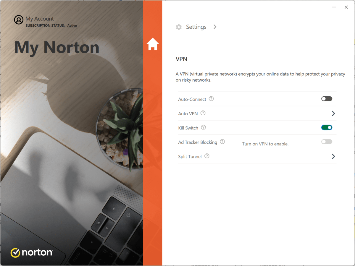 إعدادات Norton 360 VPN