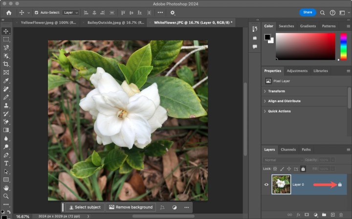 قفل بجانب طبقة في الفوتوشوب.