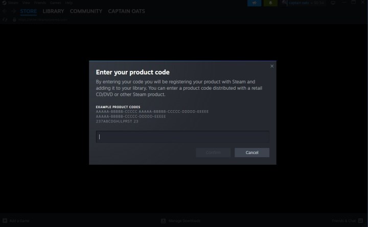 صفحة استرداد رمز Steam.