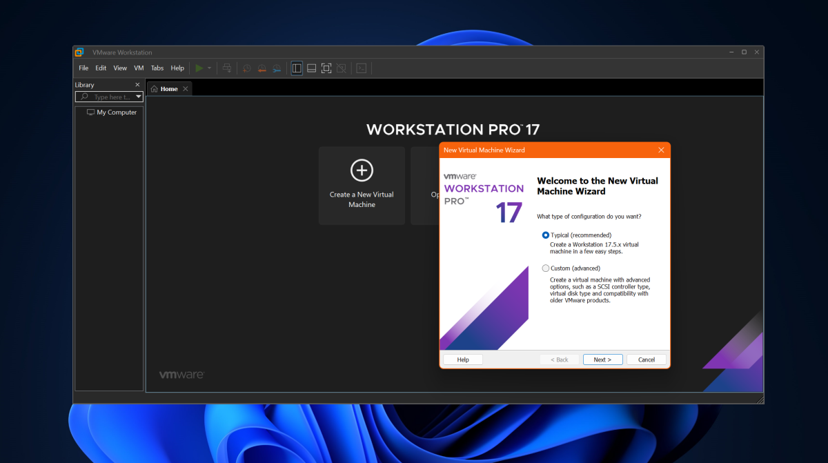 VMware Workstation 17 - جهاز VMware جديد