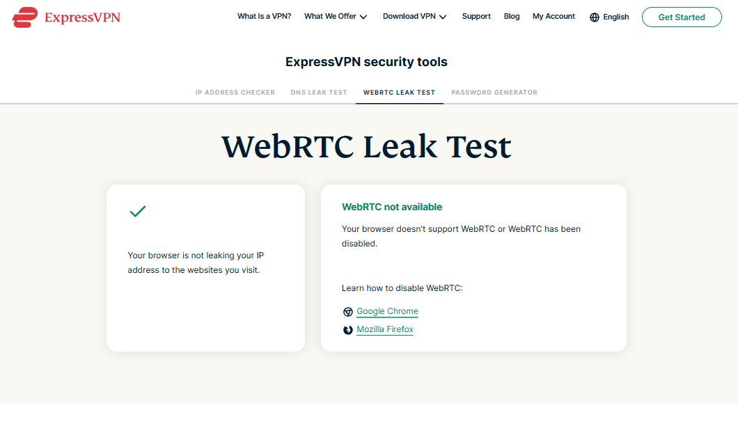 اختبار تسرب WebRTC