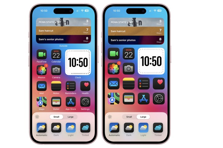 تغيير حجم أيقونة iPhone على iOS 18.