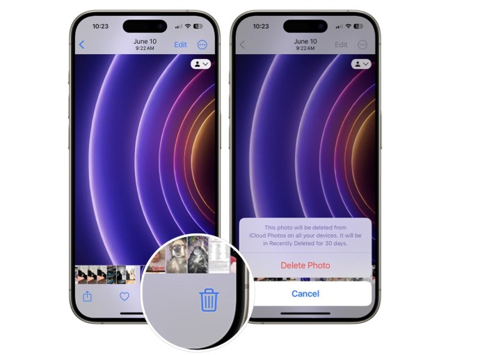 إزالة الصور على iPhone.